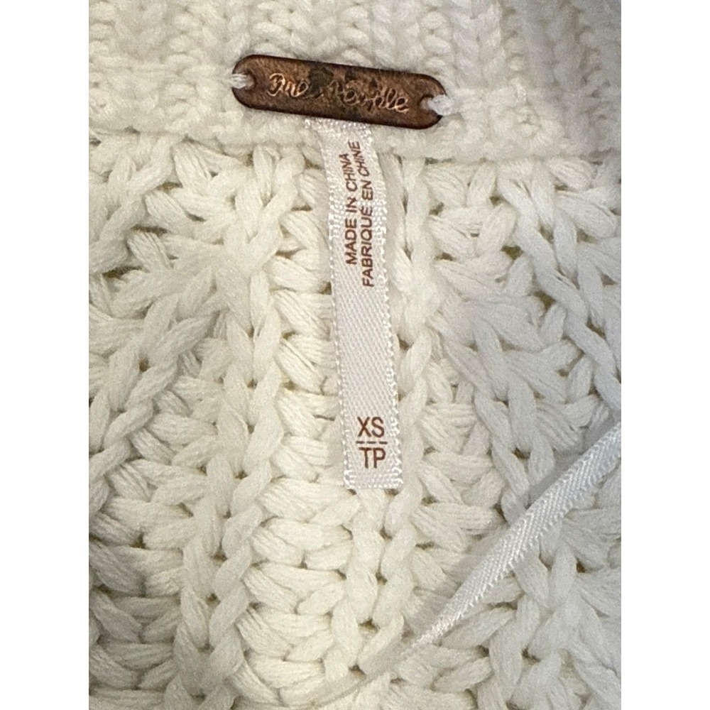 Free People Sweater Womens‎ XS White Chunky Knit Oversized Boho - Picture 7 of 7